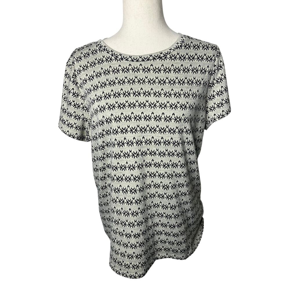 Studio B by Bobeau Women’s XL Cream Black Geometric Knit Short Sleeve Top